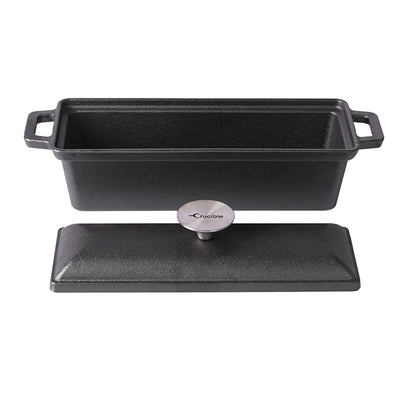 Cast Iron Bread Pan with Lid - Pre-Seasoned - Oven Safe Form for Baking and Cooking - Loaf Pan