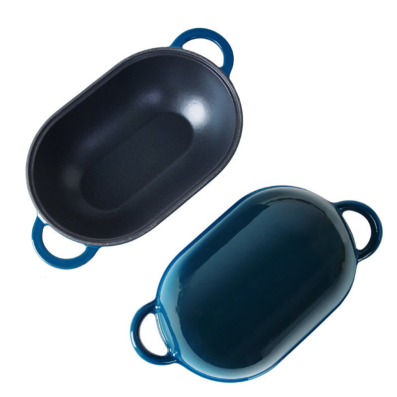 Molde para pan de hierro fundido esmaltado con tapa, azul verdoso oscuro, forma apta para horno para hornear, kit de pan artesanal - Molde para pan