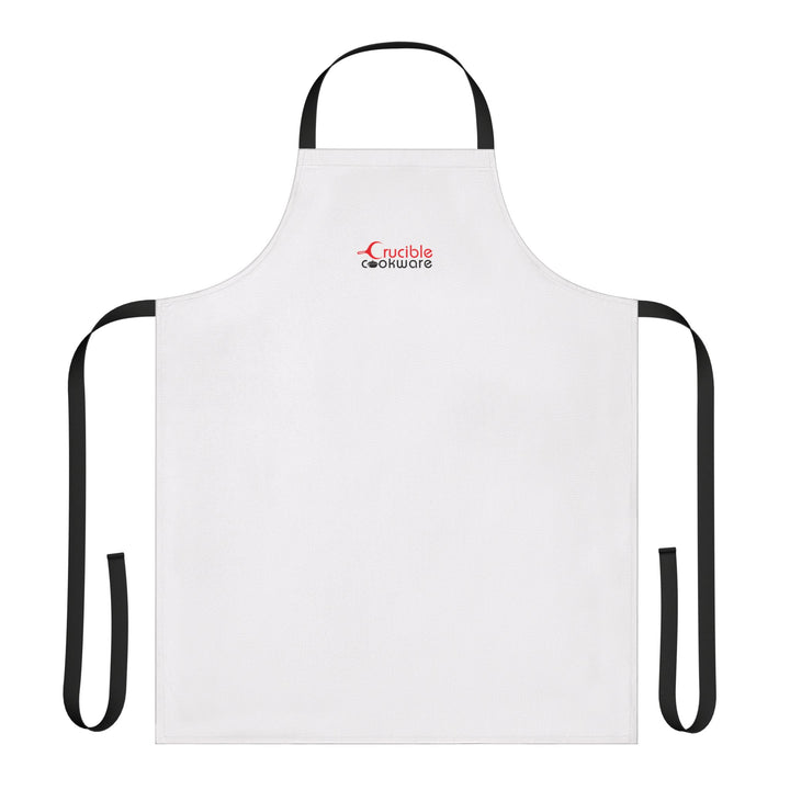 White Chef Apron with 'Cucible Connoisseur' Logo — Adjustable Black-Strap Kitchen Apron