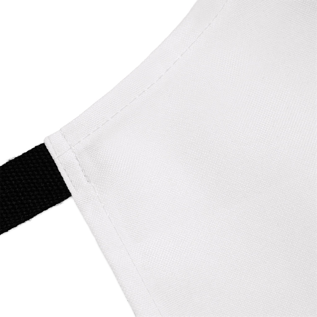 White Chef Apron with 'Cucible Connoisseur' Logo — Adjustable Black-Strap Kitchen Apron