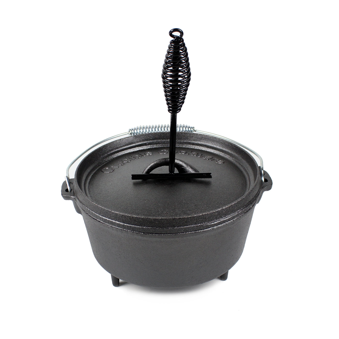 Campamento de hierro fundido <tc>Dutch Oven</tc> con patas: 4,1 qt (3,9 L), incluido elevador de tapa y soporte para tapa