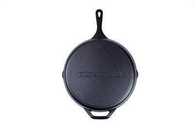 12-Inch (30,5 cm) Cast Iron Skillet Set, Silicone Handle Holders, Glass Lid, Cast Iron Cleaner, Scraper