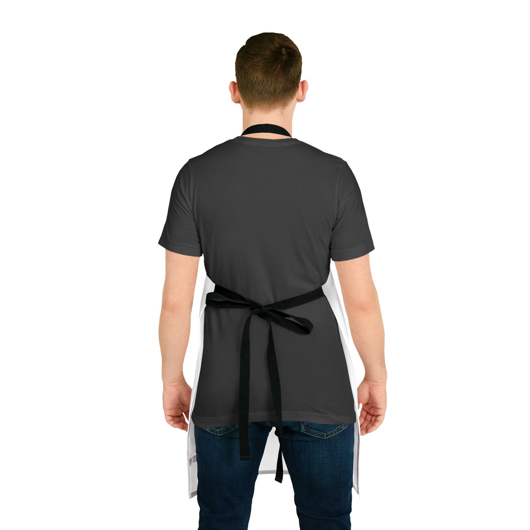 White Chef Apron with 'Cucible Connoisseur' Logo — Adjustable Black-Strap Kitchen Apron