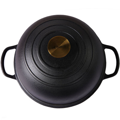 Cast Iron Bread Pan, Sour Dough Artisan Bread Oven – Round 26 cm, 6.25 L (6.6 qt) – Deep Lid for Steam Baking