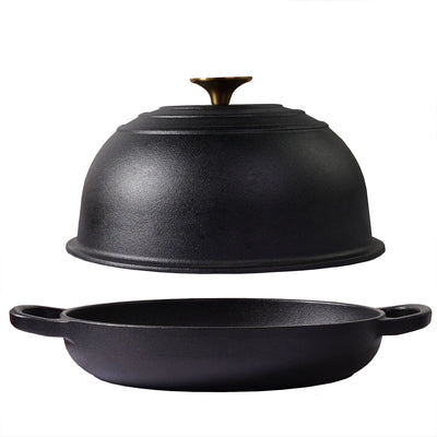 Cast Iron Bread Pan, Sour Dough Artisan Bread Oven – Round 26 cm, 6.25 L (6.6 qt) – Deep Lid for Steam Baking