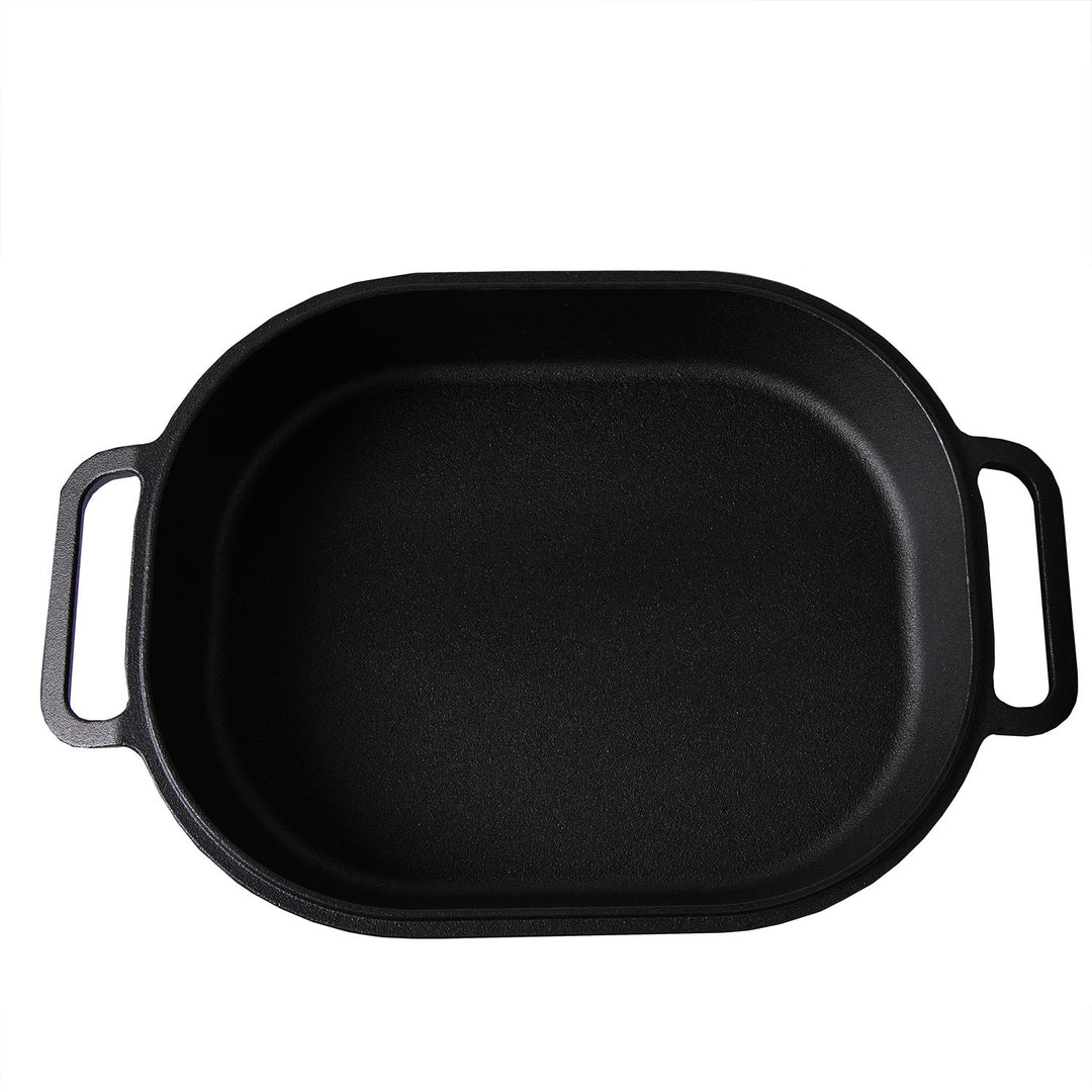 Cast Iron Bread Pan, Sour Dough Artisan Bread Oven – Extra Large – 6 Loop Handles – Deep Lid for Steam Baking