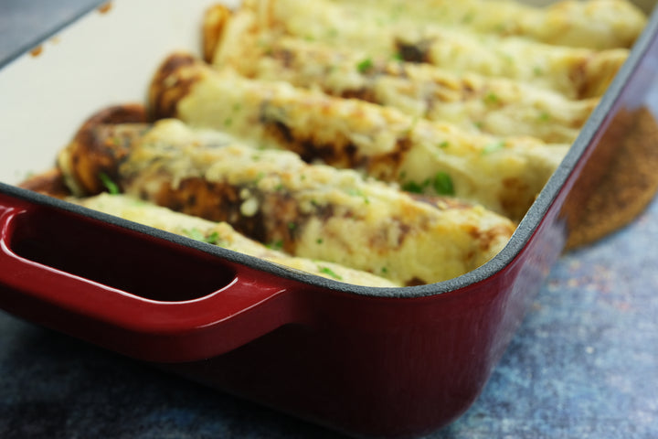 Enameled Cast Iron Rectangular Baking Pan with Loop Handles, Casserole Dish, Lasagna Pan, Deep Roasting Pan - Red