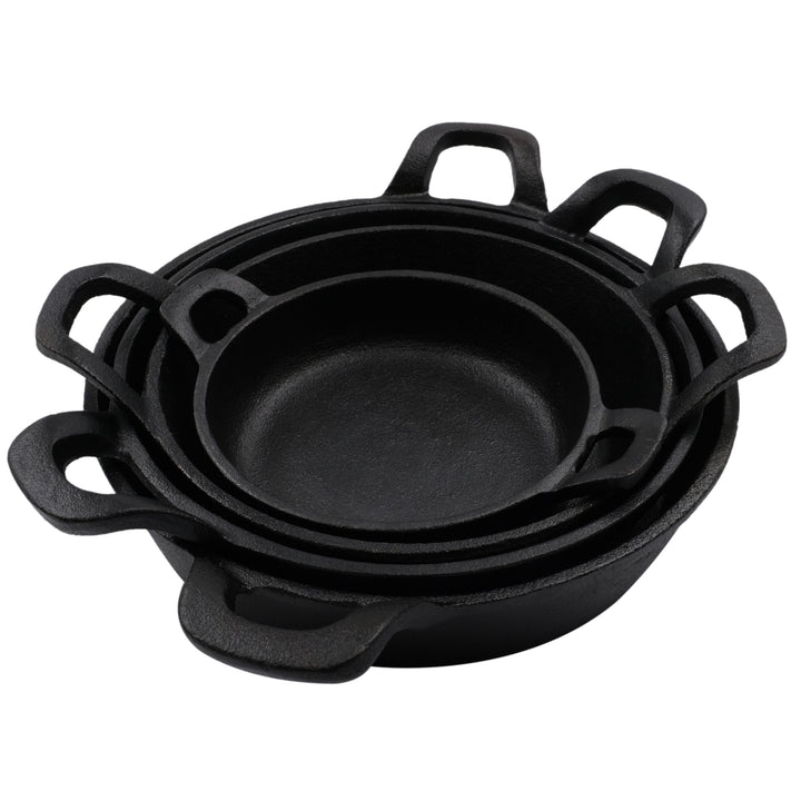 Cast Iron Skillets Frying Pans, Set of 4, for Serving, Cooking, Baking 7.87”–4.72” (20 cm – 12 cm), Oven Safe Forms