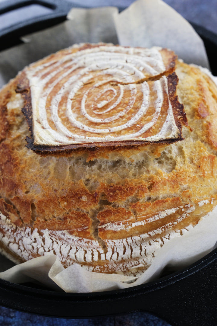 baking bread in a cast iron skillet frying pan