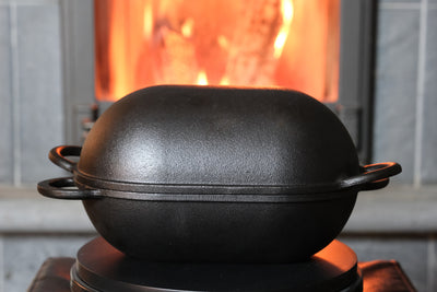Støbejernsbrødpande hollandsk ovn med låg – ovnsikker form til bagning, håndværksbrødsæt - brødform