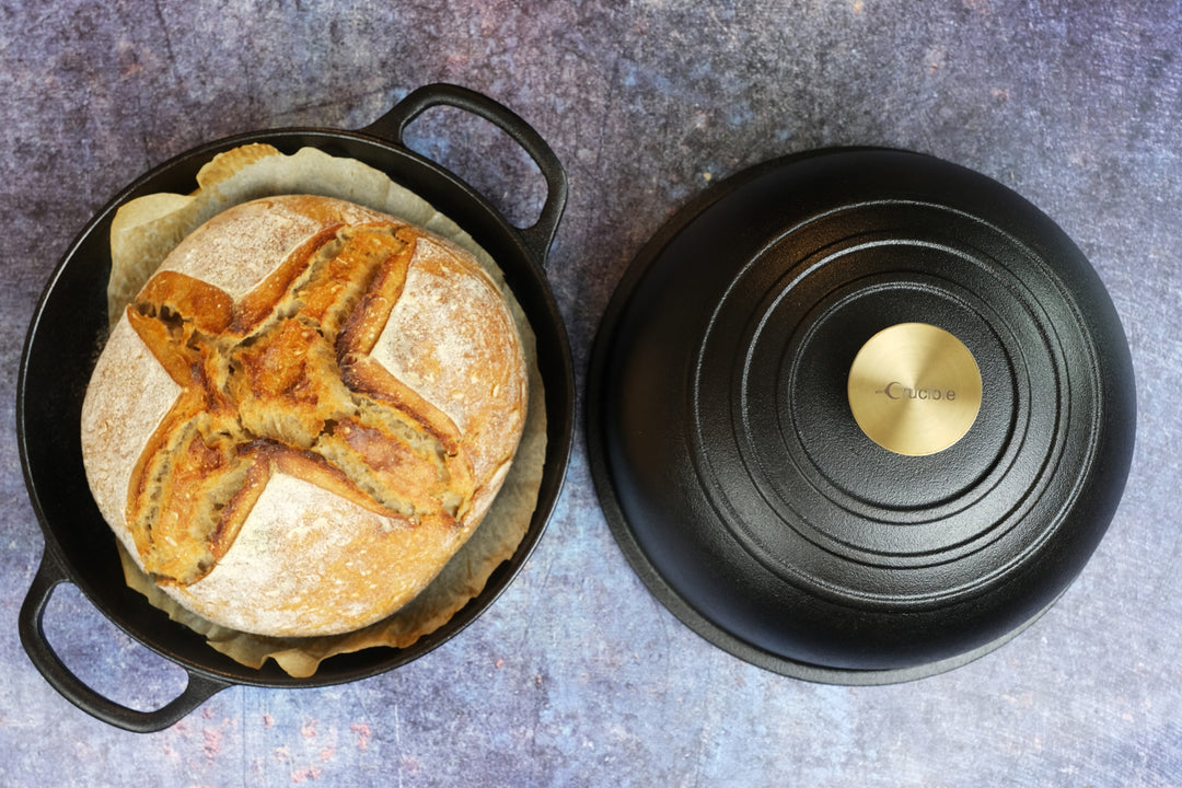 Støpejern brødform, surdeigs håndverksbrød ovn – rund 26 cm, 6,25 L (6,6 qt) – dyp lokk for dampbaking