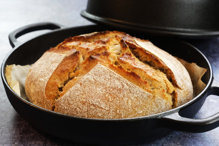 Støpejern brødform, surdeigs håndverksbrød ovn – rund 26 cm, 6,25 L (6,6 qt) – dyp lokk for dampbaking