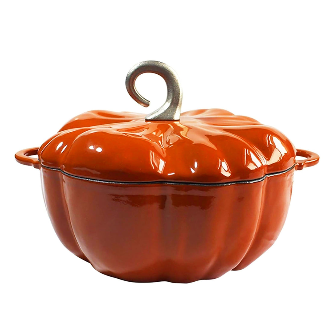 Enameled Cast Iron Pumpkin Pot in orange color