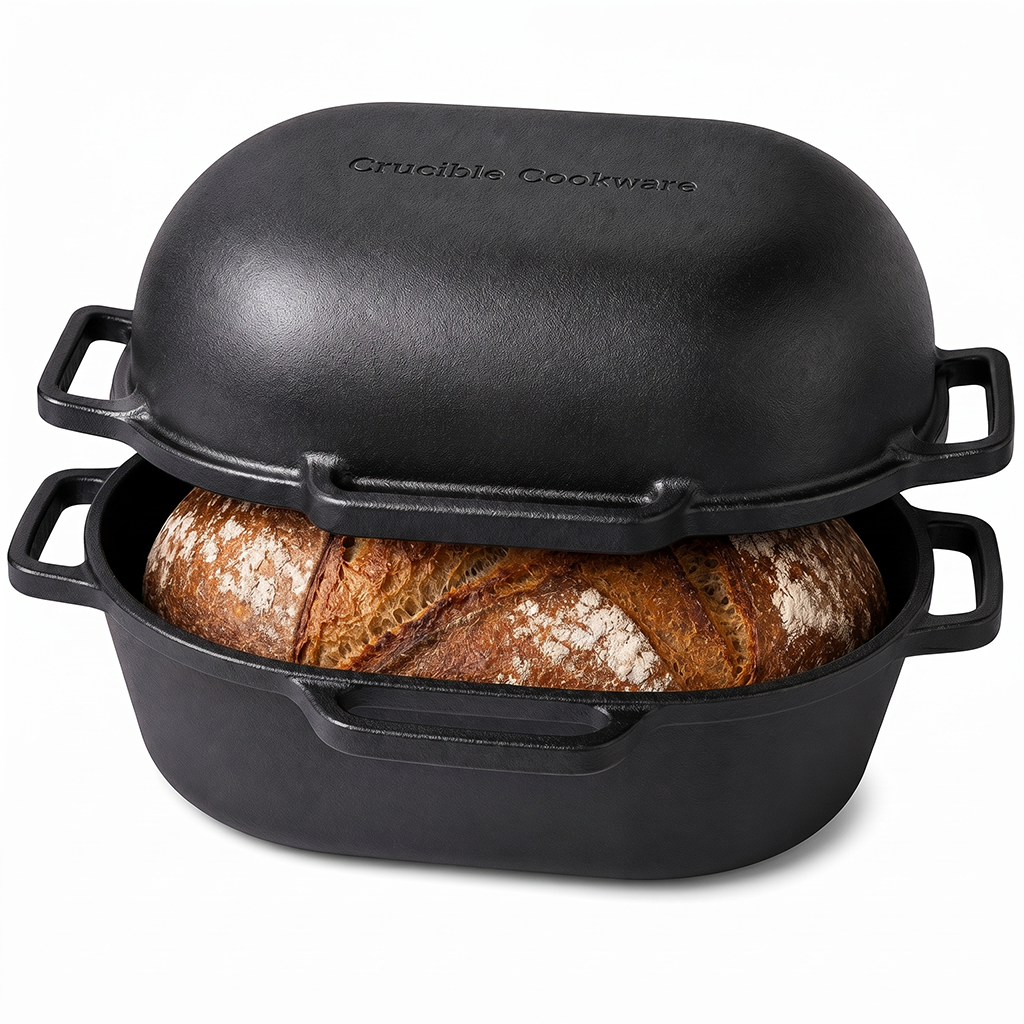 Extra large cast iron bread pan with lid