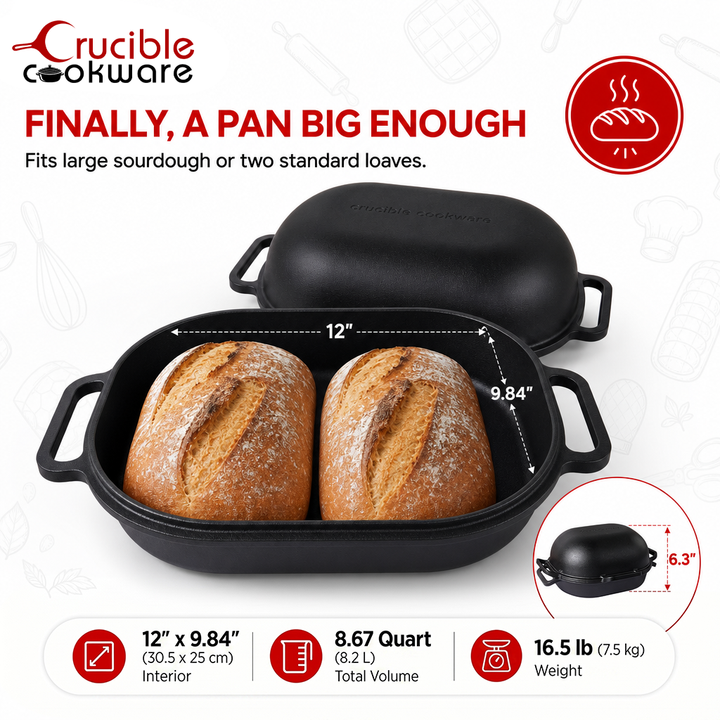 Extra large cast iron bread pan with lid a pan big enough