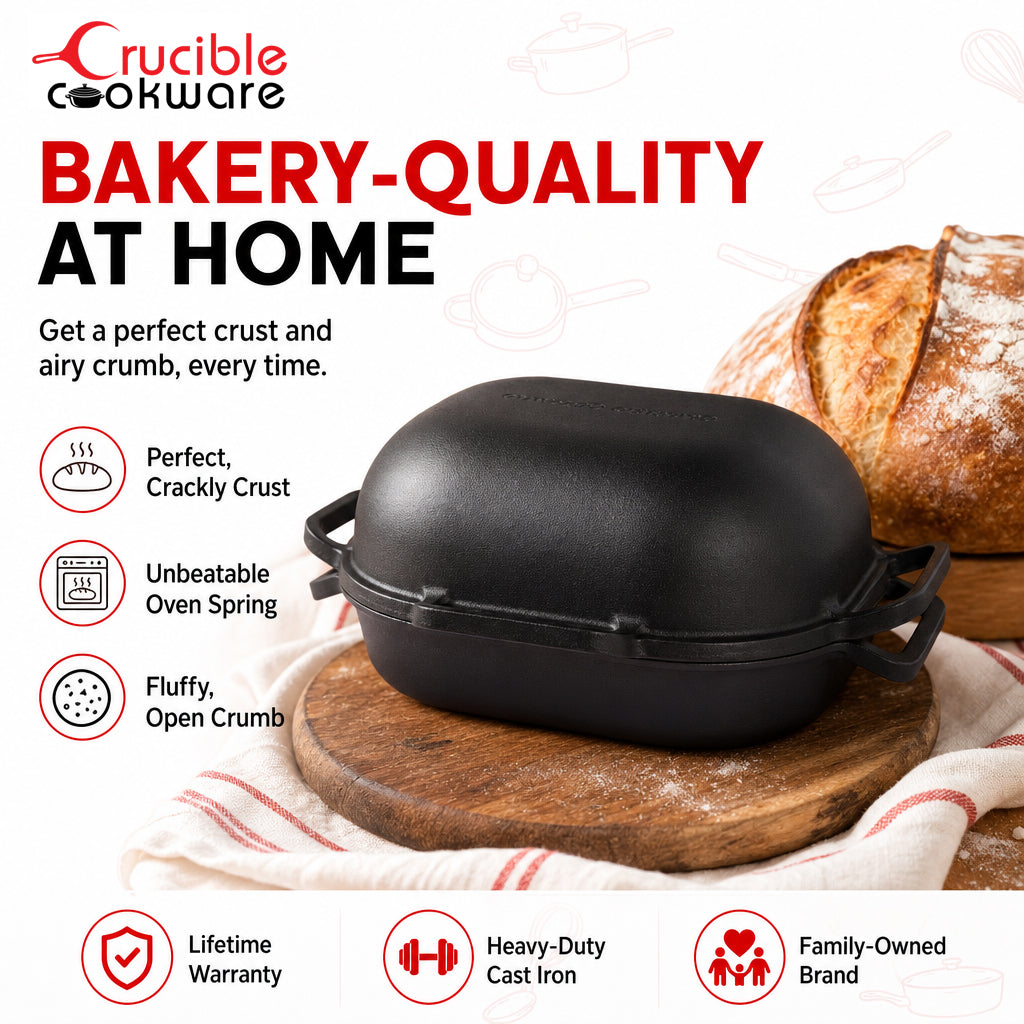Extra large cast iron bread pan with lid bakery quality at home
