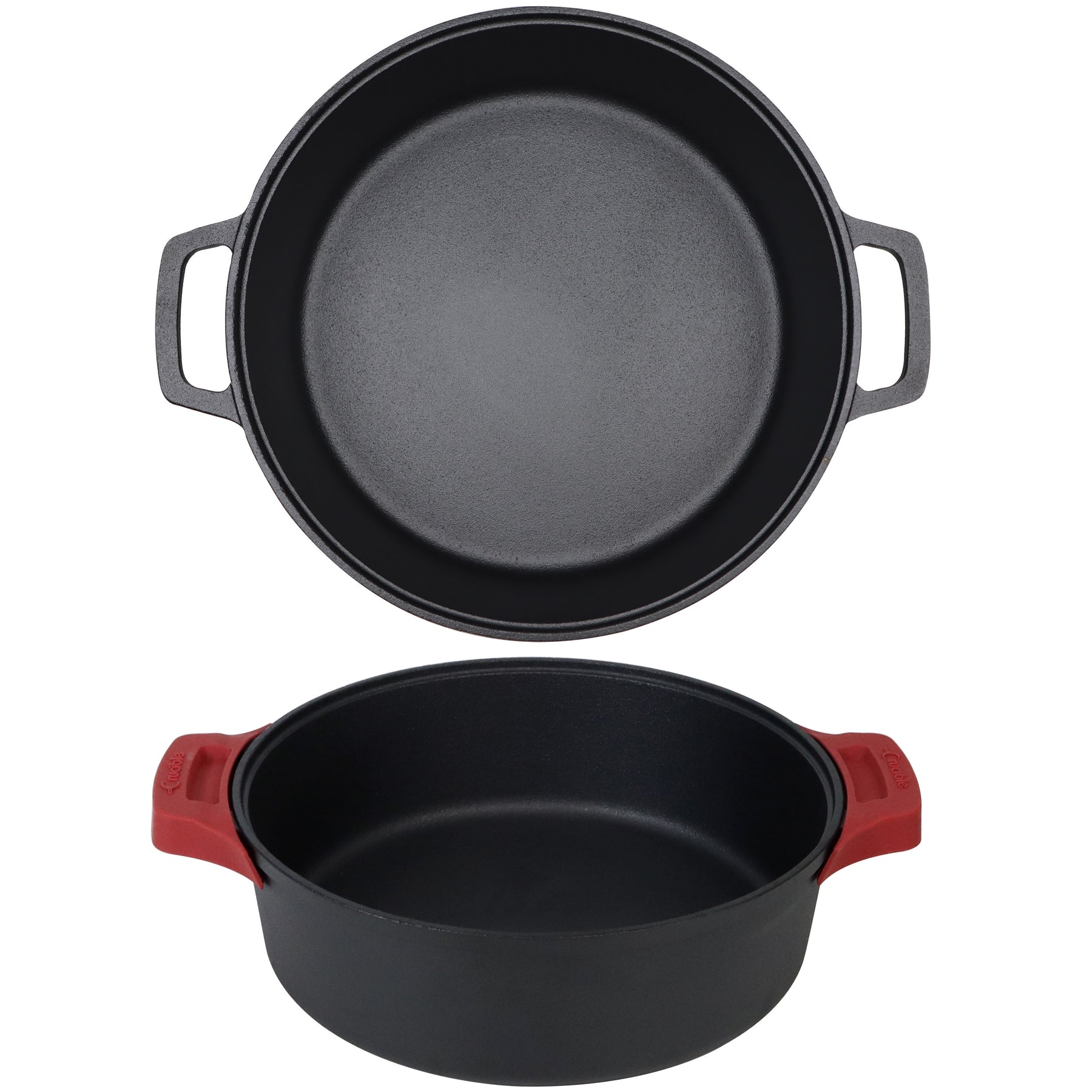 Crucible Cookware Silicone Hot Handle Holder (2-Pack) for Cast Iron Woks, Pots, Dutch Ovens, Small Skillets, Assist Handle, Oven Trays, Plates - Potholders - Red