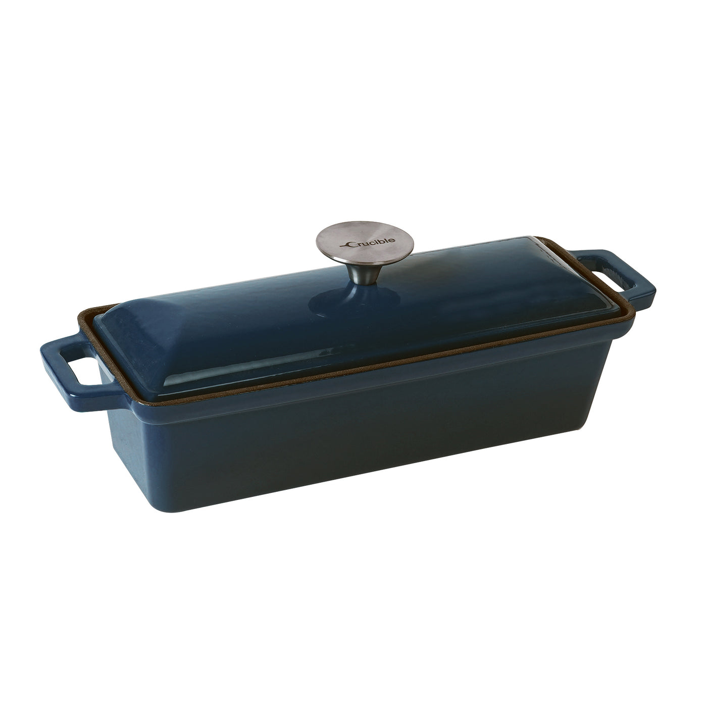 Enameled Cast Iron Bread Pan with Lid - Dark Teal Blue - Oven Safe Form for Baking and Cooking - Loaf Pan