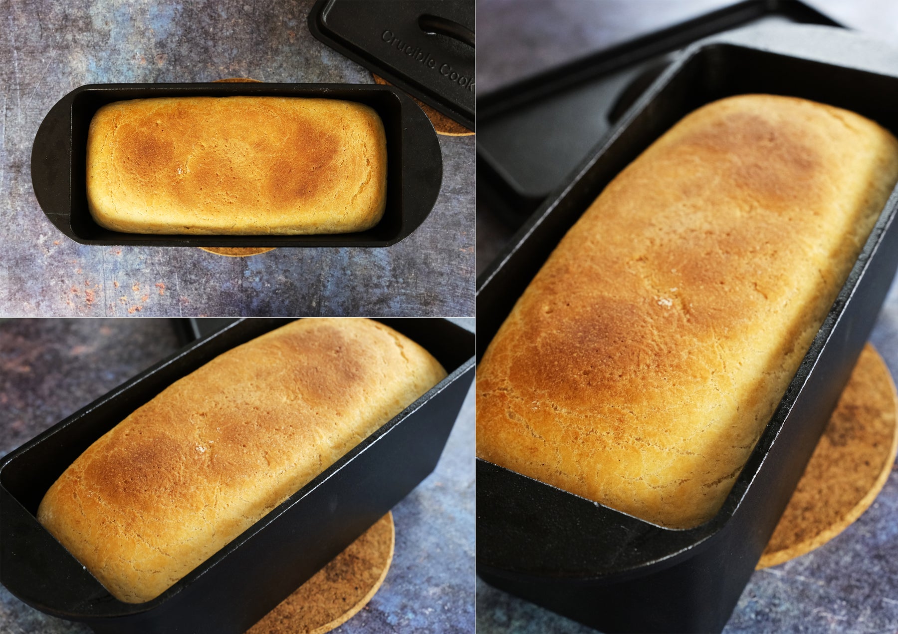 Crucible Cookware Cast Iron Bread Pan with Lid (Pre-Seasoned) with Loop Handles – Oven Safe Form for Baking and Cooking, Artisan Bread Kit - Loaf Pan