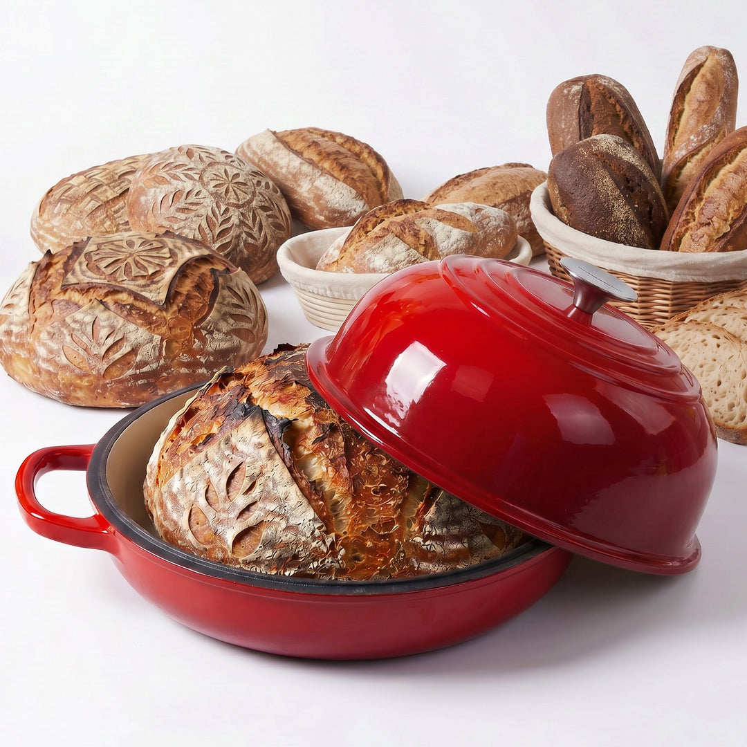 enameled cast iron bread pan red