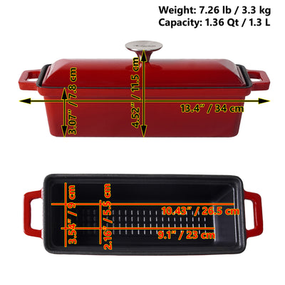 Emaliowana żeliwna forma do chleba z pokrywką – forma bezpieczna w piekarniku do pieczenia i gotowania – forma do bochenka