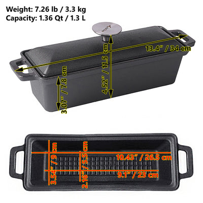 Støbejernsbrødform med låg - ovnsikker form til bagning og madlavning - brødform