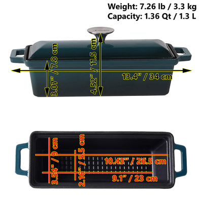 Teglia per pane in ghisa smaltata con coperchio – Forma sicura da forno per la cottura e la cottura – Teglia per pagnotta