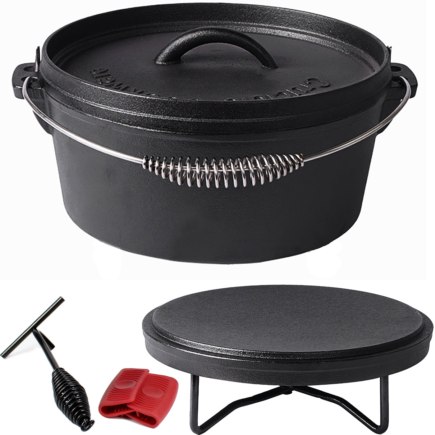 Campamento de hierro fundido <tc>Dutch Oven</tc>, 4,1 cuartos de galón, incluido el levantador de tapa