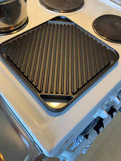Чугунная сковорода (10,63 на 10,63 дюйма), двусторонняя, комбинированная сковорода для гриля и гриля