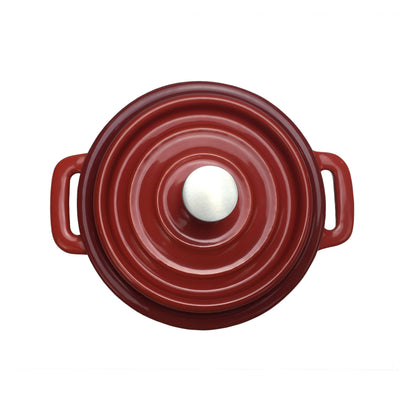 Emaliowany żeliwny piekarnik holenderski (mały/mini) – średnica 4 cale – okrągły czerwony