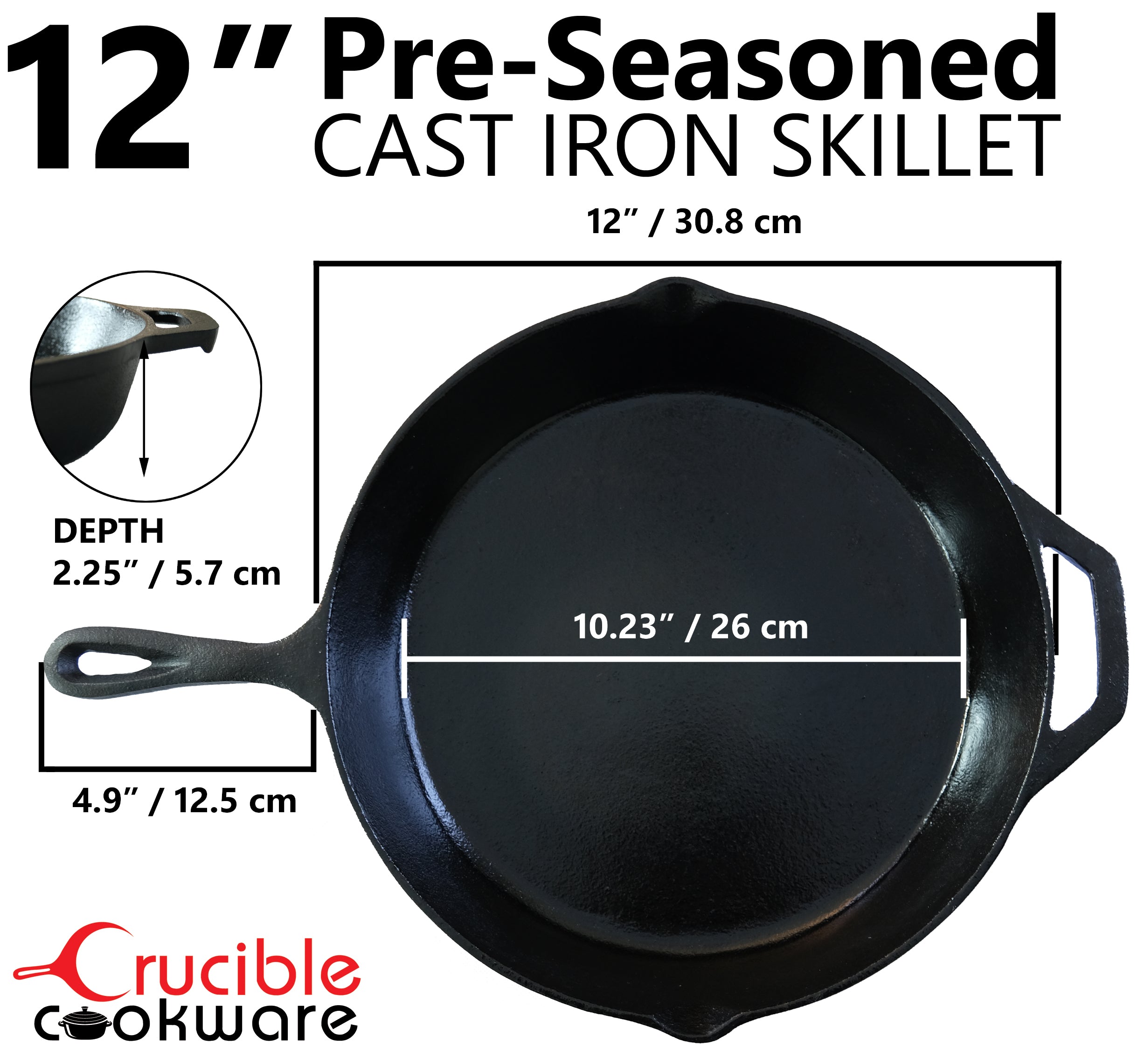 Crucible Cookware cast iron skillet set with cookbook