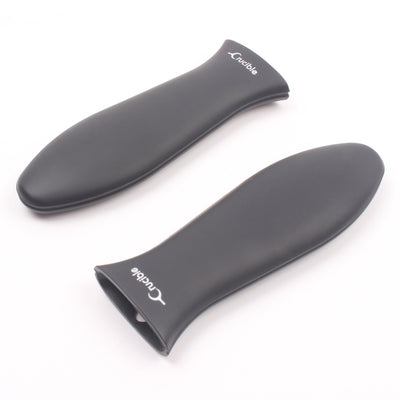 Siliconen Hot Handle-houder + Assist-houder, pannenlap (2-pack zwart) - mouwgreep, handgreepafdekking