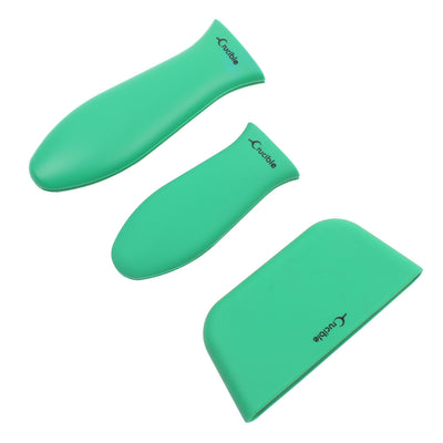 Silicone Potholders (3-Pack Mix Green) for Cast Iron Skillet