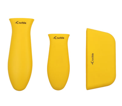 Suporte de alça quente de silicone, pegadores de panela (mistura de 3 pacotes amarelo), punho de manga, capa de alça