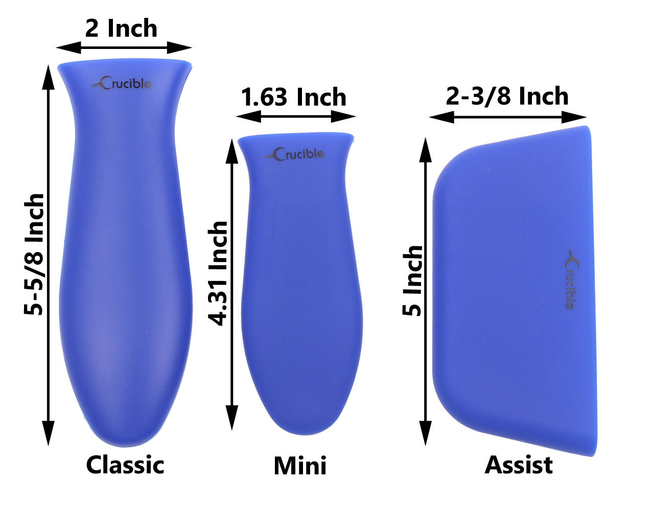 Suporte de alça quente de silicone, pegadores de panela (azul misto de 3 pacotes), punho de manga, capa de alça