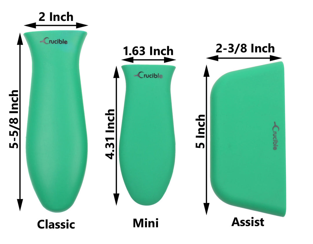 Silicone Potholders (3-Pack Mix Green) for Cast Iron Skillet