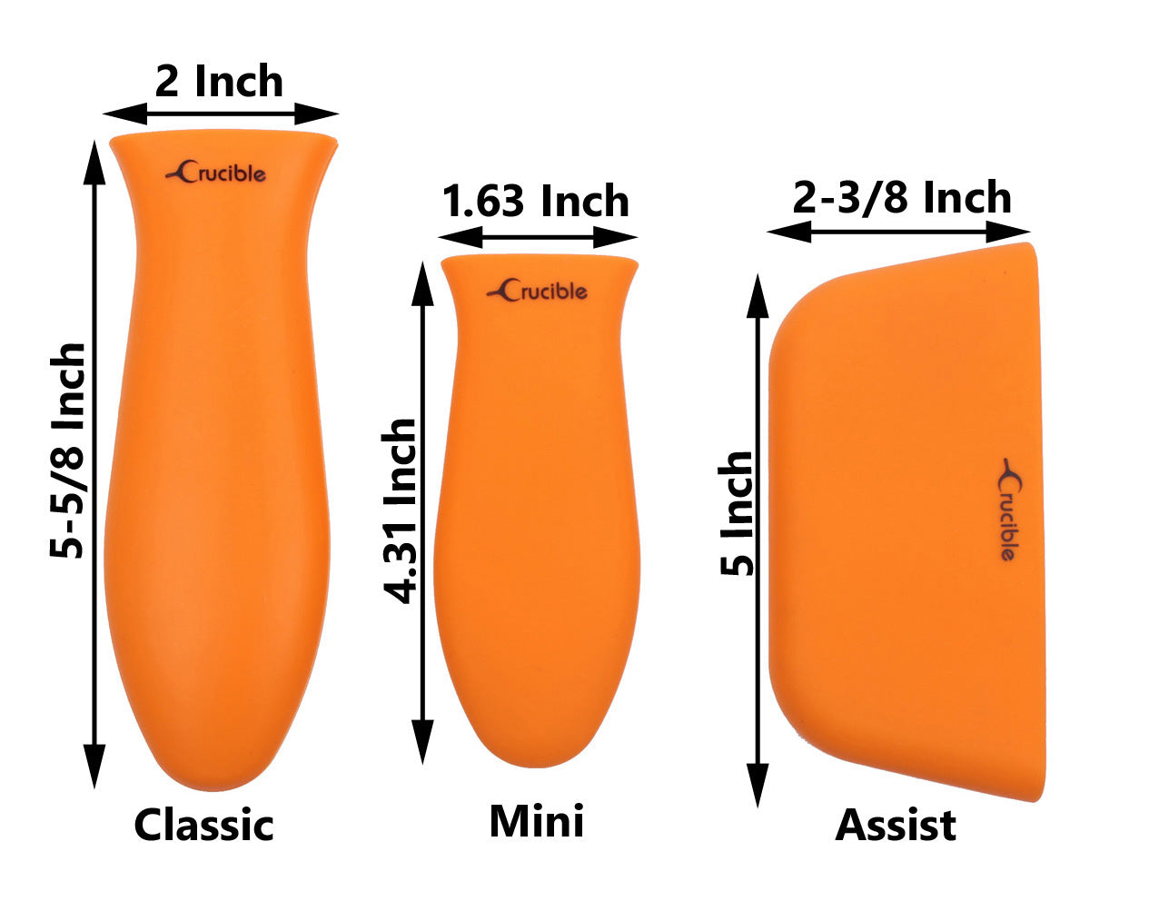 Silicone Potholders (3-Pack Mix Orange) for Cast Iron Skillets