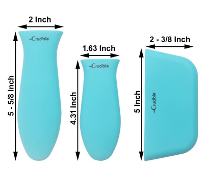Support de poignée chaude en silicone, maniques (paquet de 3 mélanges turquoise), poignée de manche, couvercle de poignée