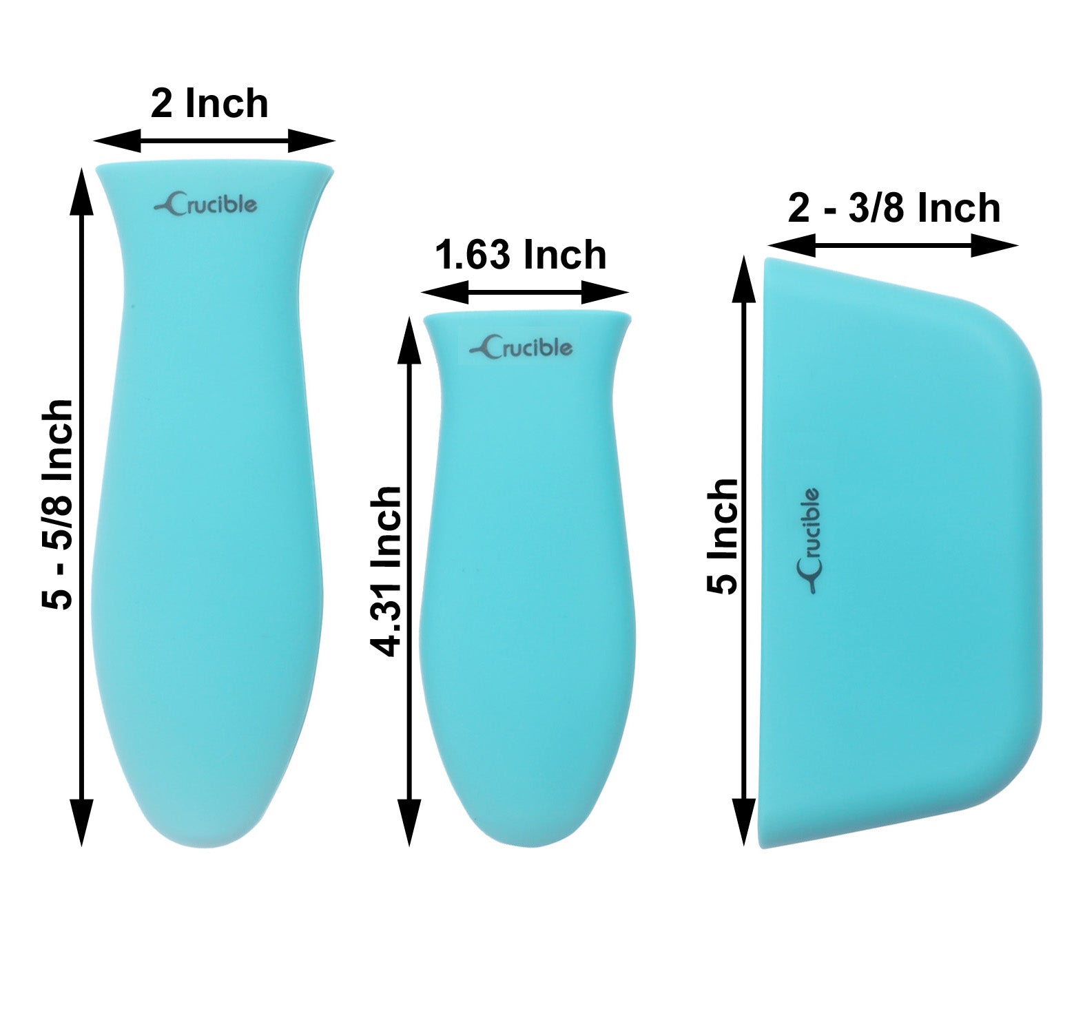 Agarraderas de silicona (paquete de 5 mezcla turquesa) para sartenes de hierro fundido y más
