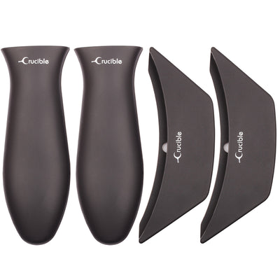 硅胶热手柄支架，隔热垫（4 件装组合，黑色）- 套筒握把，手柄盖