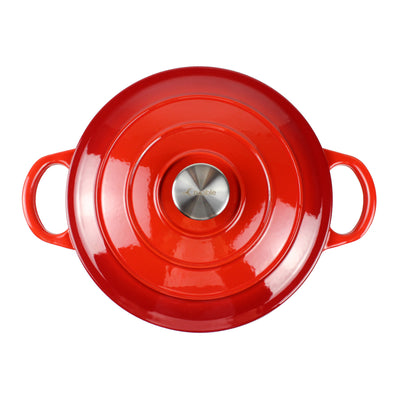 Pentola in ghisa smaltata Dutch Oven con doppio manico e coperchio per casseruola - Rotonda rossa 10,23" (26 cm)