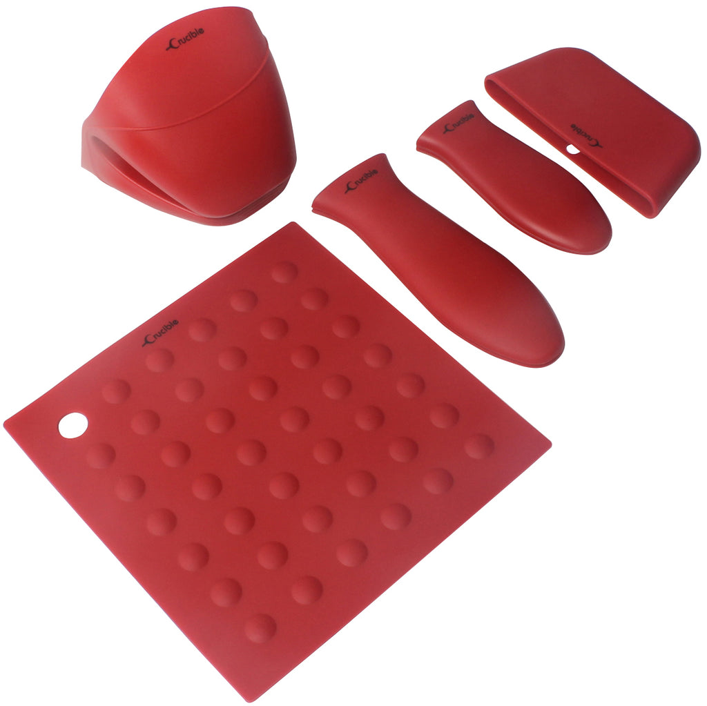 Crucible Cookware Silicone Hot Handle Holder, 4-Pack Red