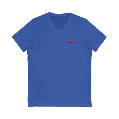 Unisex-T-Shirt aus Jersey mit kurzen Ärmeln und V-Ausschnitt