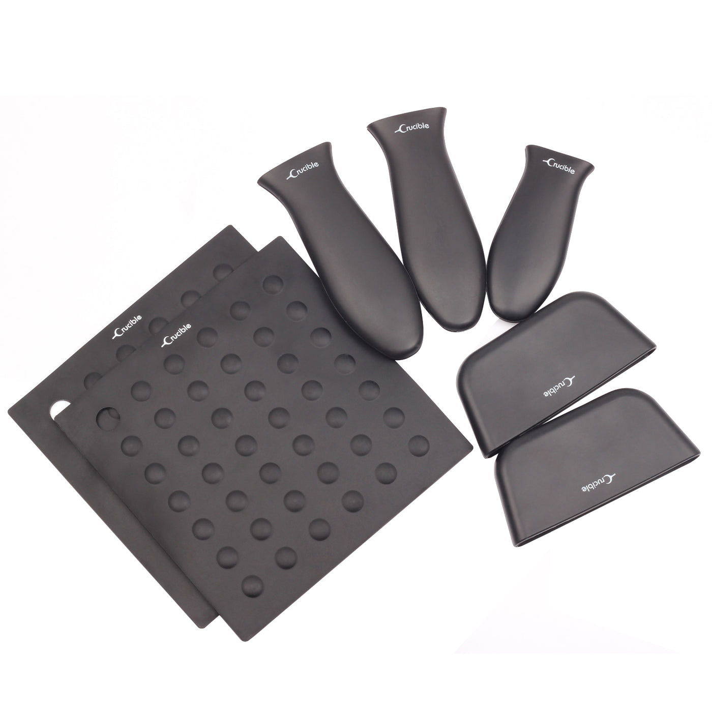 Silikon-Topflappen (7er-Pack Mix Black) für Gusseisenpfannen und mehr
