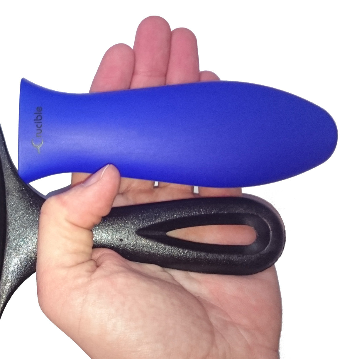 Silikon-Topflappen (blau groß) für Gusseisenpfannen