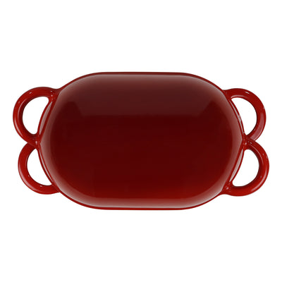 带盖搪瓷铸铁面包盘，红色，烤箱安全型，适合烘焙，Artisan 面包套件 - 面包盘