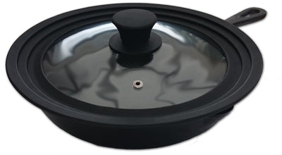 通用玻璃盖 - 多种尺寸，外缘直径 10.6 英寸/27 厘米，适用于锅碗瓢盆，黑色