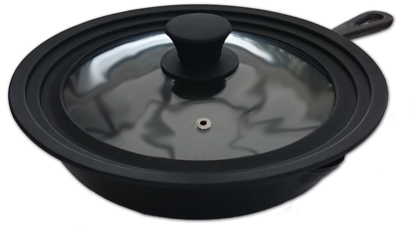 Универсальная стеклянная крышка, универсальный размер, диаметр внешних краев 31 см, для кастрюль и сковородок, черная