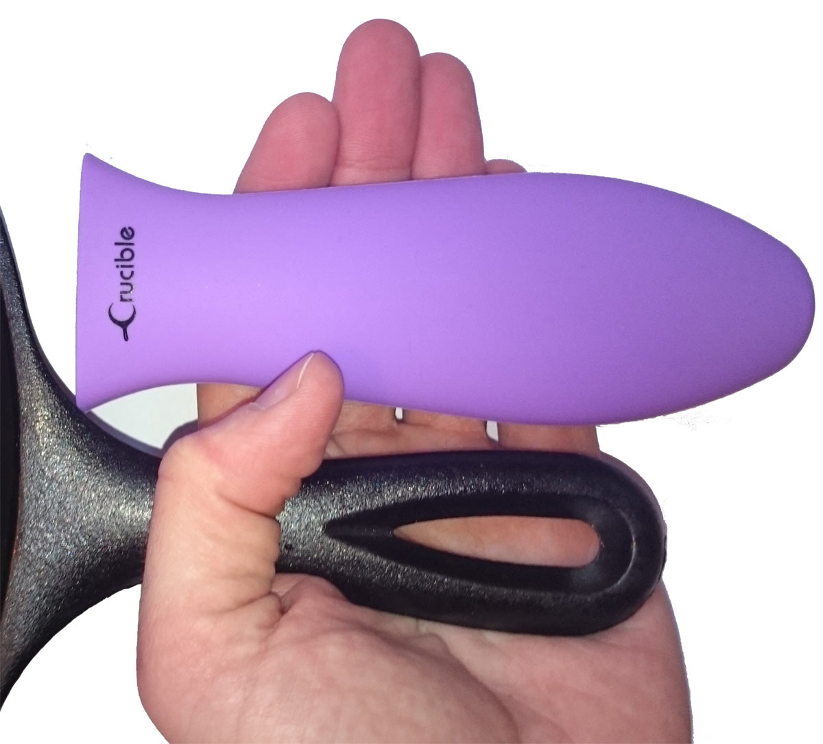 Agarradera de silicona (grande morada) para sartenes de hierro fundido