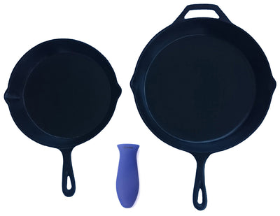 Silicone Potholder (2-Pack Combo Blue) for Cast Iron Skillet